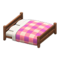 Wooden Double Bed (Dark Wood - Pink) NH Icon.png