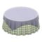 Large Covered Round Table (Gray - Green Gingham) NH Icon.png